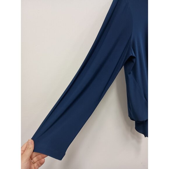 Attitudes By Renee Cardigan Womens 1X Blue Jersey Asymmetric Capsule Minimalist - Picture 11 of 11